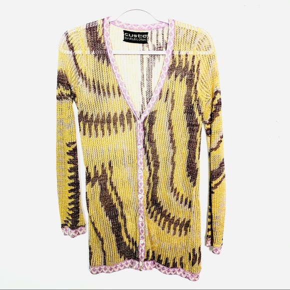 Custo Barcelona Sweaters - CUSTO BARCELONA Metallic Knit Cardigan